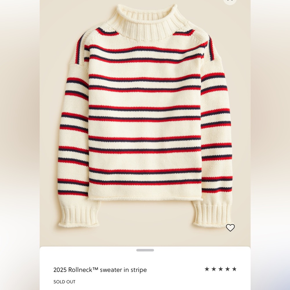 J. Crew 2025 Rollneck Sweater in Stripe